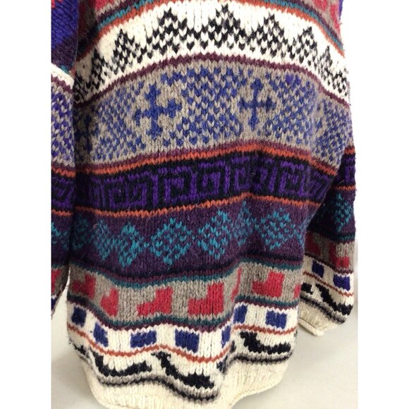 Rey Wear Vintage Aztec Wool Sweater Made Ecuador Mens Large - Picture 6 of 7